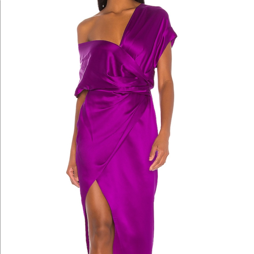 Michelle Mason Wide Neck Wrap Dress in Orchid